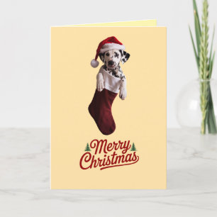 Dalmatiner Weihnachts-Strumpf Weihnachtskarte Feiertagskarte