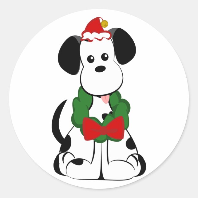 Dalmatiner Weihnachtsaufkleber Runder Aufkleber (Vorderseite)