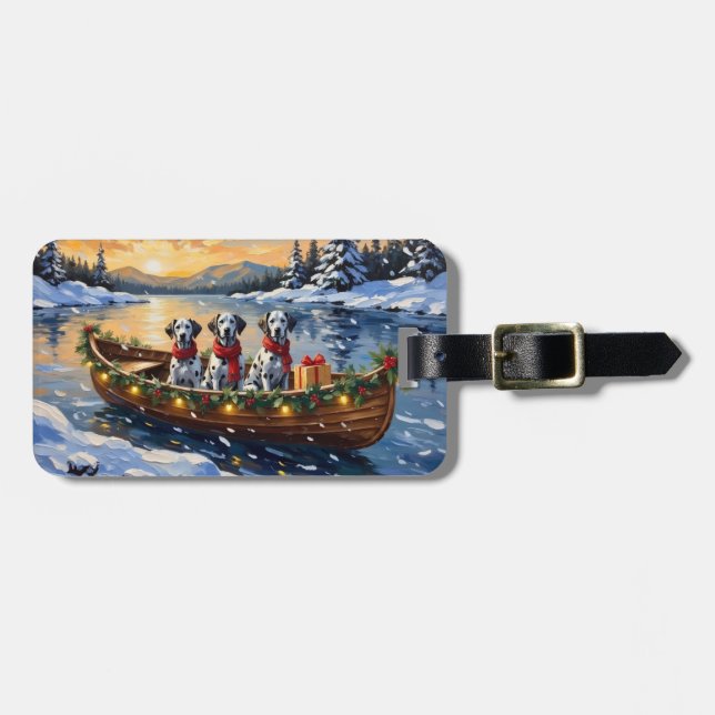 Dalmatiner Weihnachtsboot-Feiertag Gepäckanhänger (Vorderseite horizontal)