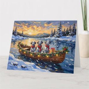 Dalmatiner Weihnachtsboot-Feiertag Karte