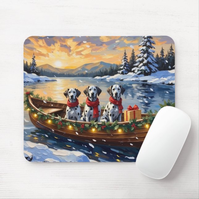 Dalmatiner Weihnachtsboot-Feiertag Mousepad (Mit Mouse)