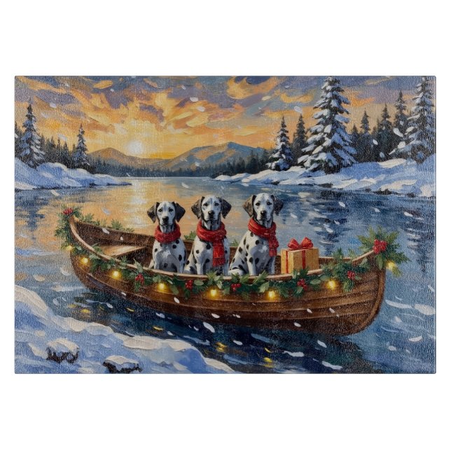 Dalmatiner Weihnachtsboot-Feiertag Schneidebrett (Vorderseite)