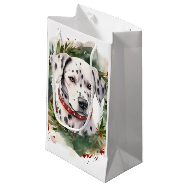 Dalmatiner Weihnachtsfest Kleine Geschenktüte (Vorderseite Schrägansicht)