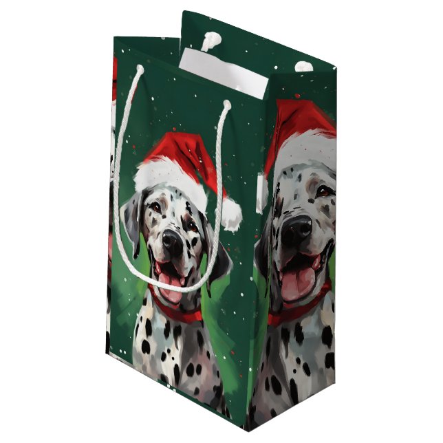 Dalmatiner Weihnachtsmalerei Kleine Geschenktüte (Rückseite Schrägansicht)