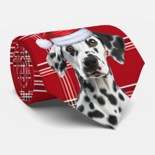 Dalmatiner-Weihnachtsmann-Hund-Rot-Holiday-Karo-We Krawatte
