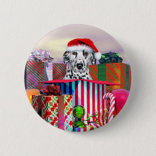 Dalmatiner-Weihnachtsüberraschung Button