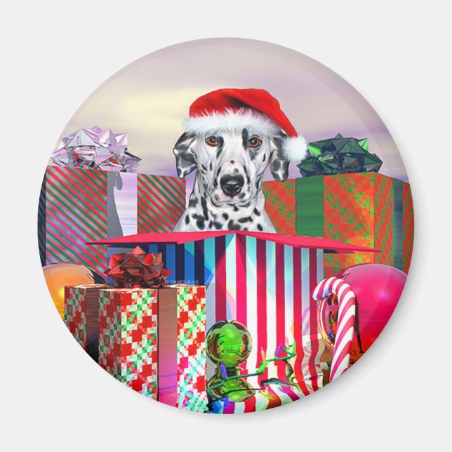 Dalmatiner Weihnachtsüberraschung Magnet (Vorne)