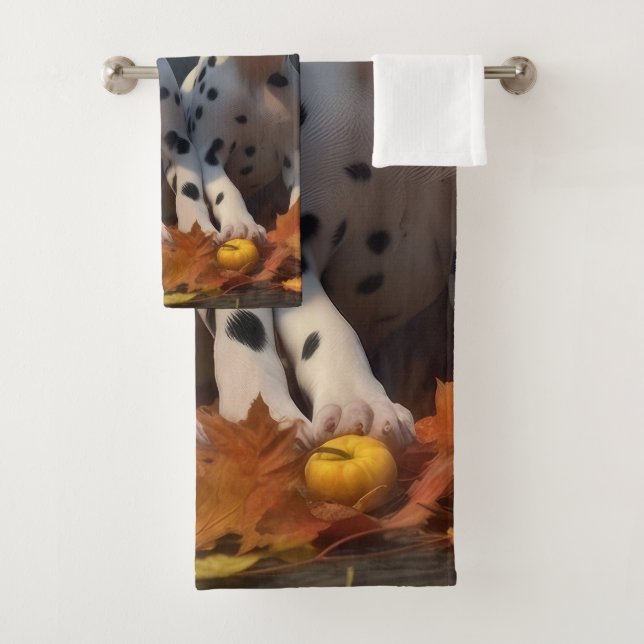 Dalmatiner Welpe Herbst Kürbis Badhandtuch Set (Insitu)