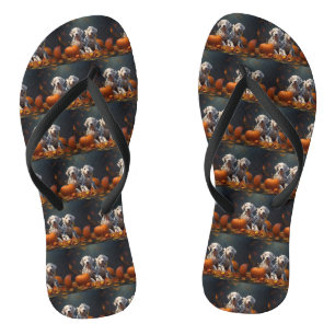 Dalmatiner Welpe Herbst Kürbis Flip Flops