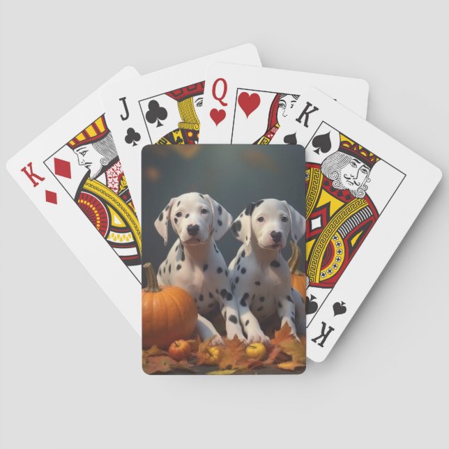Dalmatiner Welpe Herbst Kürbis Spielkarten (Rückseite)