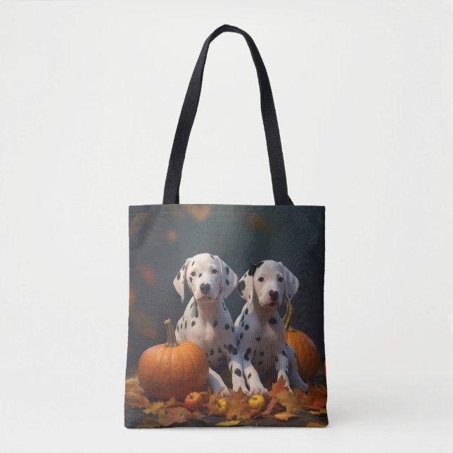 Dalmatiner Welpe Herbst Kürbis Tasche (Vorderseite)