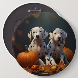 Dalmatiner Welpe Herbstfreude Kürbis Button