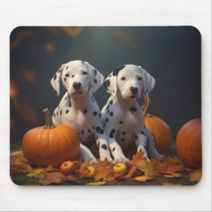 Dalmatiner-Welpe Herbstfreude Kürbis Mousepad