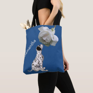 Dalmatiner Welpe und Rose Personalisiert Tasche