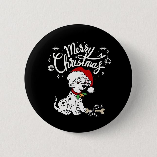 Dalmatiner Welpen Hund in einer Weihnachtsfeier We Button (Vorderseite)