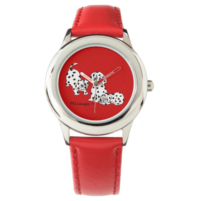 Dalmatiner Welpen Kinderuhr Armbanduhr (Vorderseite)