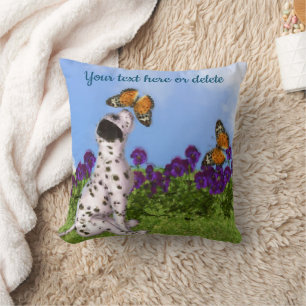 Dalmatiner-Welpen-Schmetterlinge-Hunde-Kunst Perso Kissen