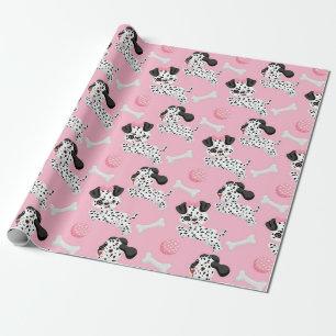 Dalmatiner Welpen Schwarze Flecken Rosa Spielzeug  Geschenkpapier