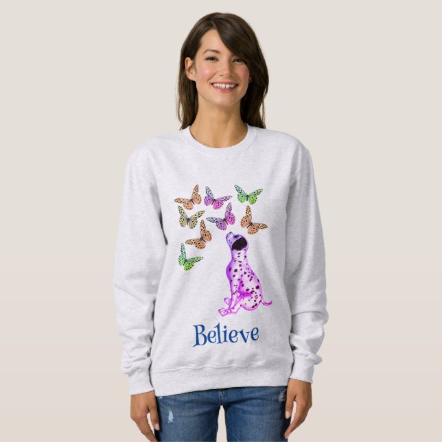 Dalmatiner Welpen und farbenfrohe Schmetterlinge g Sweatshirt (Vorne ganz)