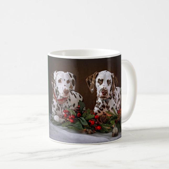 Dalmatiner zu Weihnachten Kaffeetasse (VorderseiteRechts)
