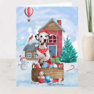 Dalmatinerhund im Schnee Weihnachtshundhaus Karte