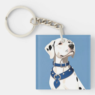 Dalmatinerhund mit blauem Halsband Schlüsselanhänger