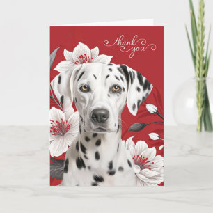 Dalmatinerhund mit weißen Lilien auf Rot Dankeskarte