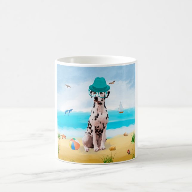 Dalmation Dog on Beach Kaffeetasse (Mittel)
