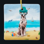 Dalmation Dog on Beach Keramikornament<br><div class="desc">Ein niedlicher Hund am Strand ist eine Geschenkidee für jemanden,  der diese Hundezucht Liebe.</div>