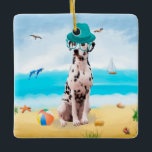 Dalmation Dog on Beach Keramikornament<br><div class="desc">Ein niedlicher Hund am Strand ist eine Geschenkidee für jemanden,  der diese Hundezucht Liebe.</div>