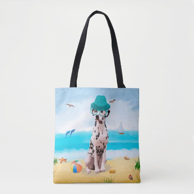Dalmation Dog on Beach Tasche (Vorderseite)
