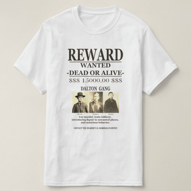 Dalton Gang 💰 Belohnung GEWOLLT T-Shirt (Design vorne)