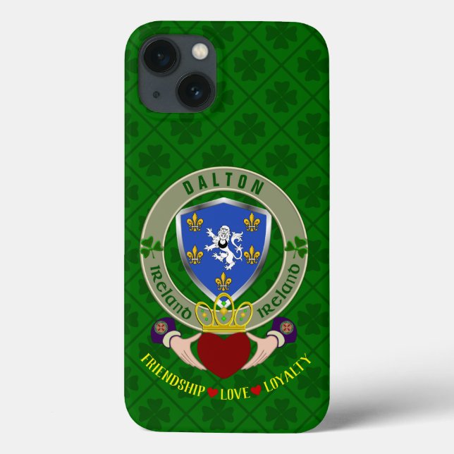 Dalton Irish Shield & Claddagh Personalisiert Case-Mate iPhone Hülle (Rückseite)