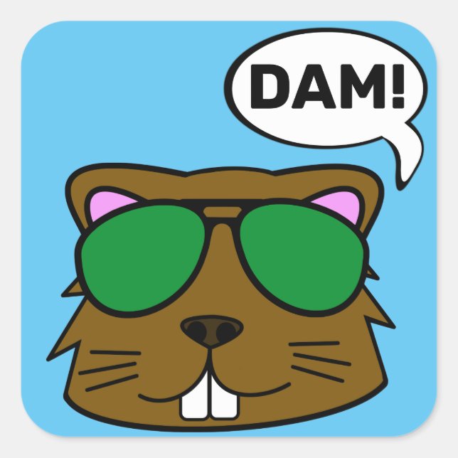 Dam Beaver Quadratischer Aufkleber (Vorderseite)