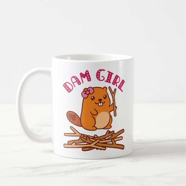 Dam Girl Niedlich Beaver Kaffeetasse (Links)
