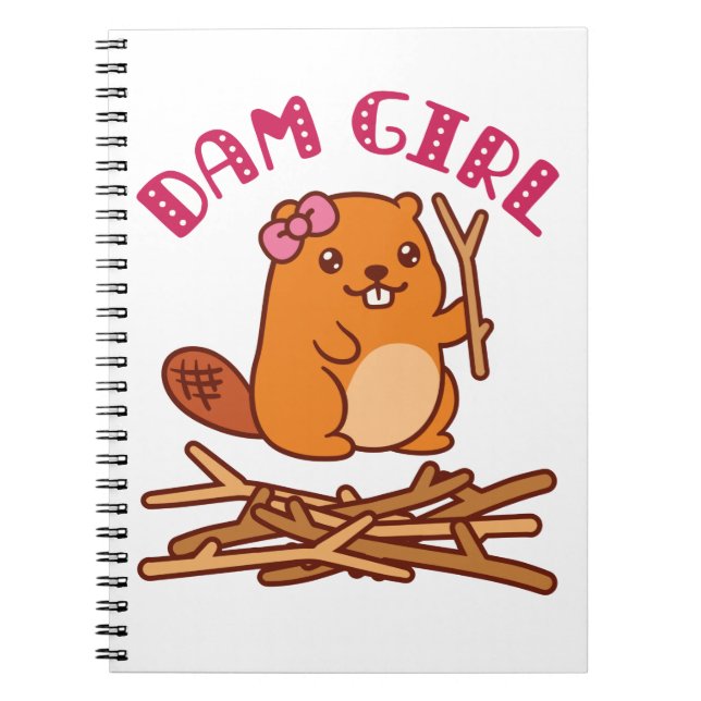 Dam Girl Niedlich Beaver Notizblock (Vorderseite)