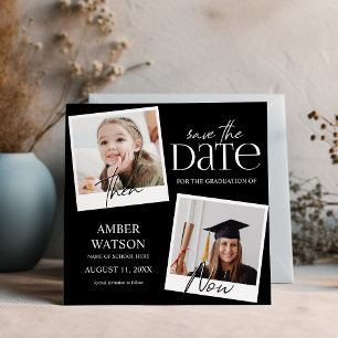 Damals und Heute   2 Foto-Abschluss Save The Date