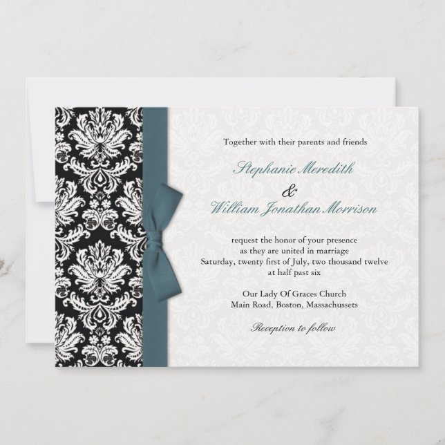 Damas Avec Faire-part de mariage Turquoise (Devant)