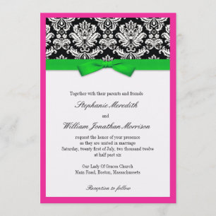 Damas avec Faire-part de mariage vert et rose