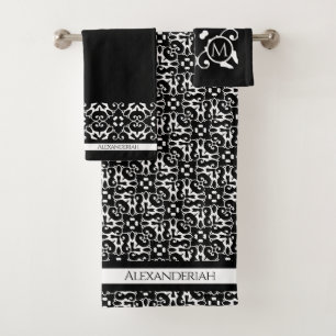 Damas d'abstat noir et blanc moderne