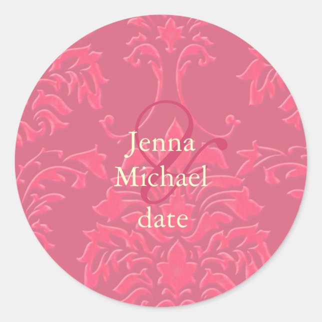 Damas dans les stickers de mariage framboise (Devant)