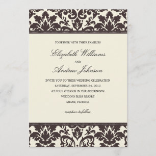 DAMAS ÉLÉGANT   CARTES D'INVITATION DE MARIAGE