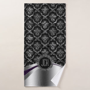 Damas Florales Noir Et Argent