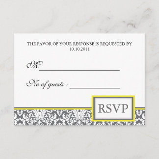 'Damas gris (jaune)' Damas Invitation RSVP