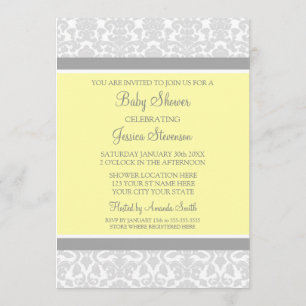 Damas gris jaune Personnalisé Invitations De Douch