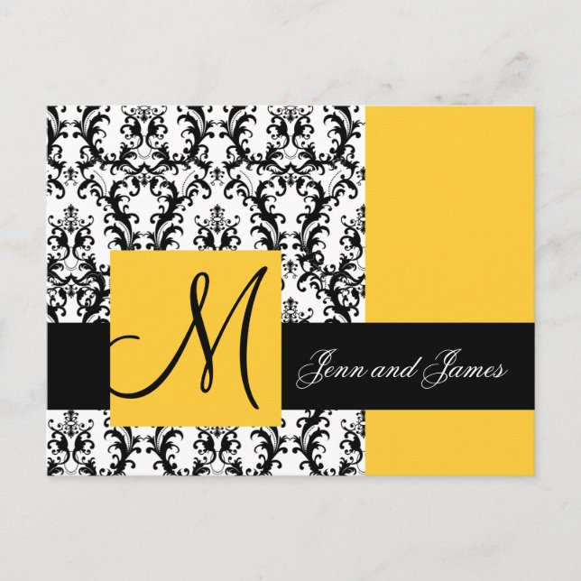 Damas jaune Enregistrer le Faire-part Mariage date (Devant)