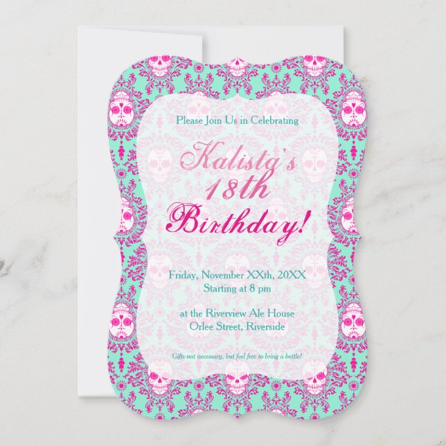 Damas mortes - Chic crâne Sugar Invitations person (Devant)