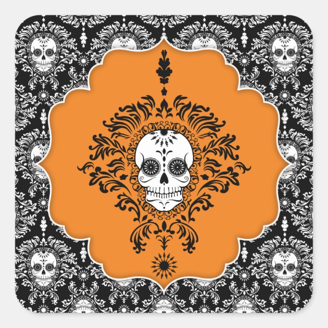 Damas mortes - Stickers crâne de sucre encadrés (Devant)