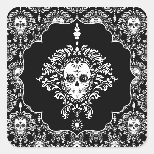 Damas mortes - Stickers crâne de sucre encadrés (Devant)