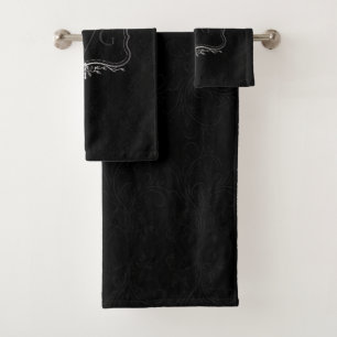 Damas noir de luxe avec cadre argent vintage